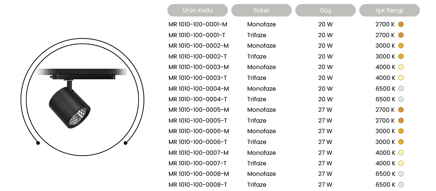 LİMA SERİSİ | MR 1010-100 RAY SPOT