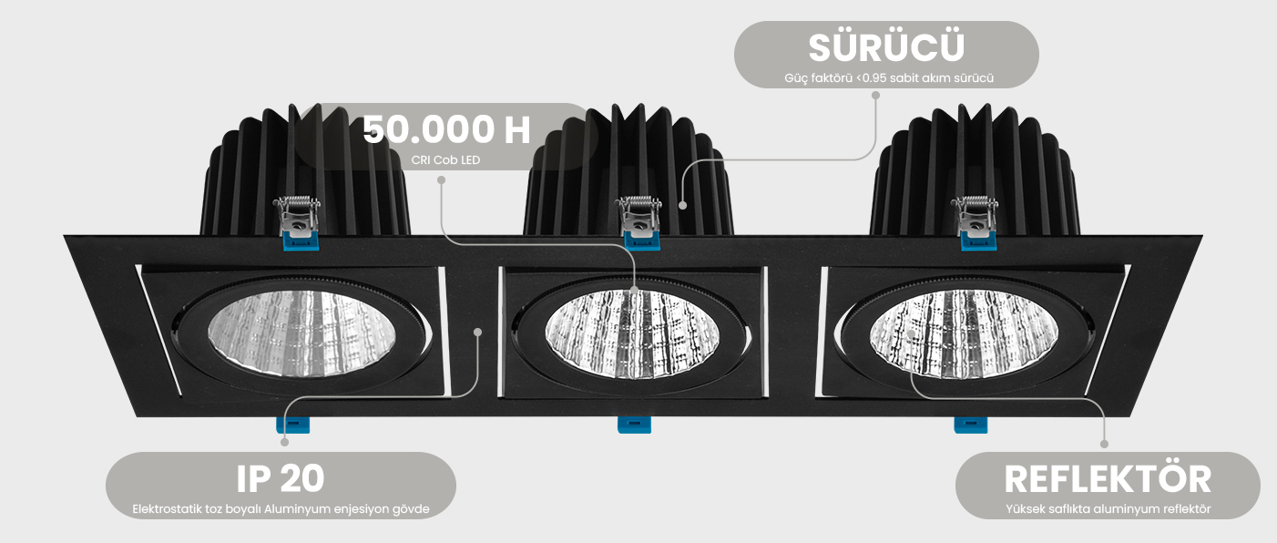 Tutalighting Ledli Sıva Altı Spot Armatür MD 131-3-118