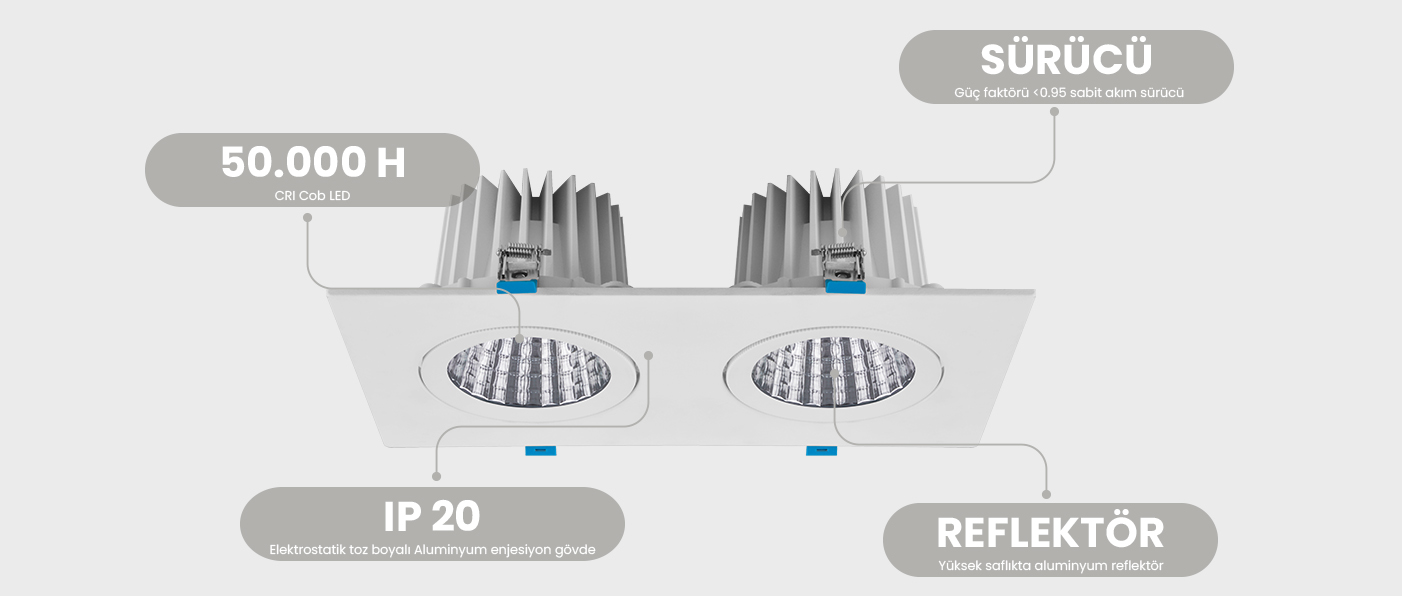 Tutalighting Ledli Sıva Altı Spot Armatür MD 101-2-118